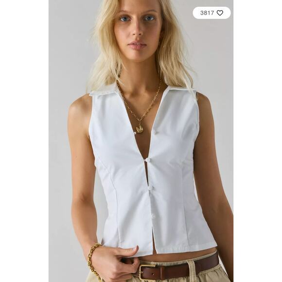 NWT Urban Outfitters Party Girl Top Medium Cotton Blend Button Down Tank Medium - Picture 1 of 7